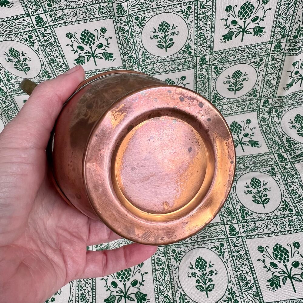 Vintage 50s Copper Pitcher Jug Brass Handle Rustic Country Decor - Picture 10 of 10